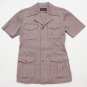 True Vintage 70's polyester disco Double Knit button shirt Maroon/Gray size L