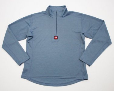 Women's The North Face Pull Over Long Sleeve Half Zip Shirt Light Weight Blue L
