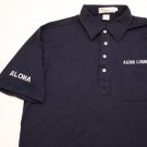 Men's True Vintage 70's POLYESTER Aloha Lounge HAWAII Polo Shirt Navy Golf XL L