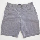 Women's Lands' End Bermuda seersucker walk Shorts Black/White Stripes size 6