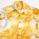 Hawaii Aloha Button Down Shirt Gold Wave Rainbow Halloween Costume L 70's disco