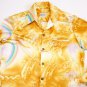Hawaii Aloha Button Down Shirt Gold Wave Rainbow Halloween Costume L 70's disco