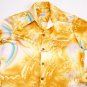 Hawaii Aloha Button Down Shirt Gold Wave Rainbow Halloween Costume L 70's disco