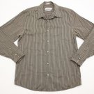 CALVIN KLEIN Button Down long sleeve dress Shirt Black/Tan Stripe Modern Fit L