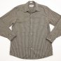 CALVIN KLEIN Button Down long sleeve dress Shirt Black/Tan Stripe Modern Fit L