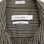 CALVIN KLEIN Button Down long sleeve dress Shirt Black/Tan Stripe Modern Fit L