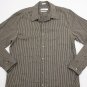 CALVIN KLEIN Button Down long sleeve dress Shirt Black/Tan Stripe Modern Fit L