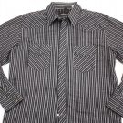 Men's Vintage Western Pearl Snap White Horse long sleeve L Shirt Black 80's lrg