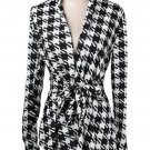 NEW women's Houndstooth wrap sweater peplum long sleeve fashion US SELLER S sm