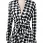 NEW women's Houndstooth wrap sweater peplum long sleeve fashion US SELLER S sm
