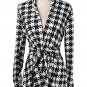 NEW women's Houndstooth wrap sweater peplum long sleeve fashion US SELLER S sm