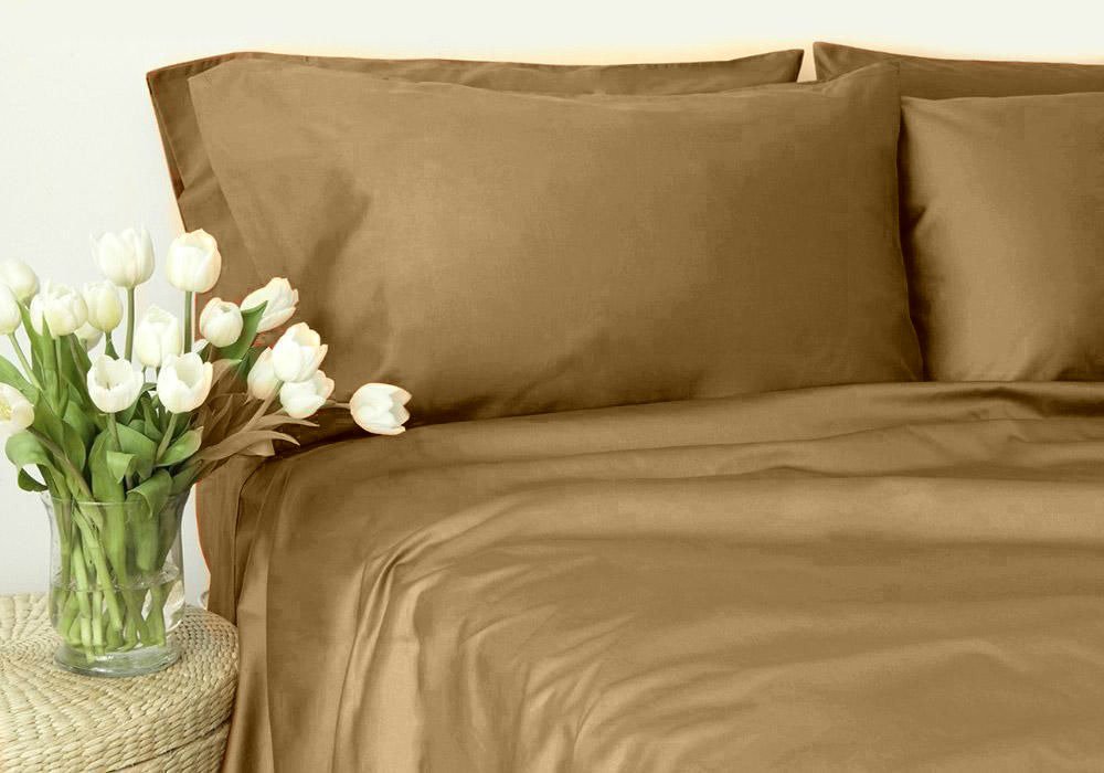 500TC TAUPE SOLID QUEEN SHEET SET 100 EGYPTIAN COTTON