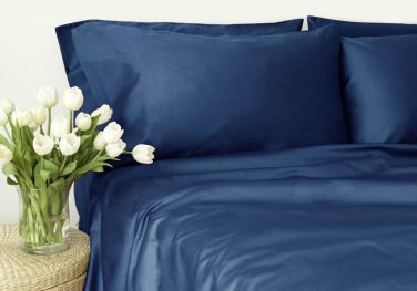 400TC NAVY BLUE  SOLID  KING SHEET SET &acirc;�� 100% EGYPTIAN COTTON