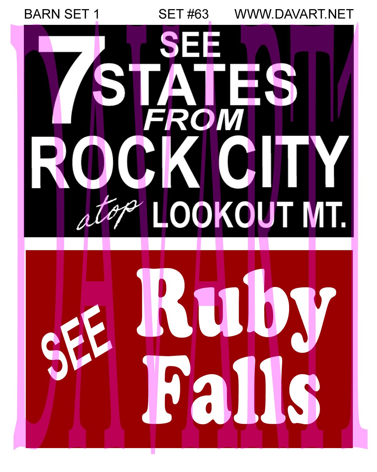 7019 - Rock City Ruby Falls Decal Set for BARNS and BUILDINGS