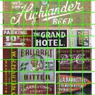 1006 - Advertising Decal Set 5 HIGHLANDER BEER HOTEL PEPSI COLA BITTERS PARKING