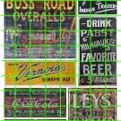 1017 - Advertising Decal Set 9 BOSS ROAD PABST VERNORS JEWELRY COKE COLA