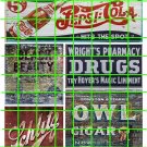 1004 - Advertising Decal Set 10 GHOST SIGNS PEPSI OWL CIGARS DRUGS SCHLITZ