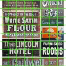 1019 - Advertising Decal Set 18 GHOST SIGN FLOUR HOTEL ROOMS RYE CALDWELL