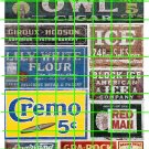 1037 - Advertising Decals Set 23 GHOST SIGNS OWL CIGARS CREMO ICE RED MAN FLOUR