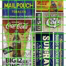 1010 - Advertising Decals Set 24 GHOST SIGNS SUN RAY MAIL POUCH COKE COLE BIG KING CAFE
