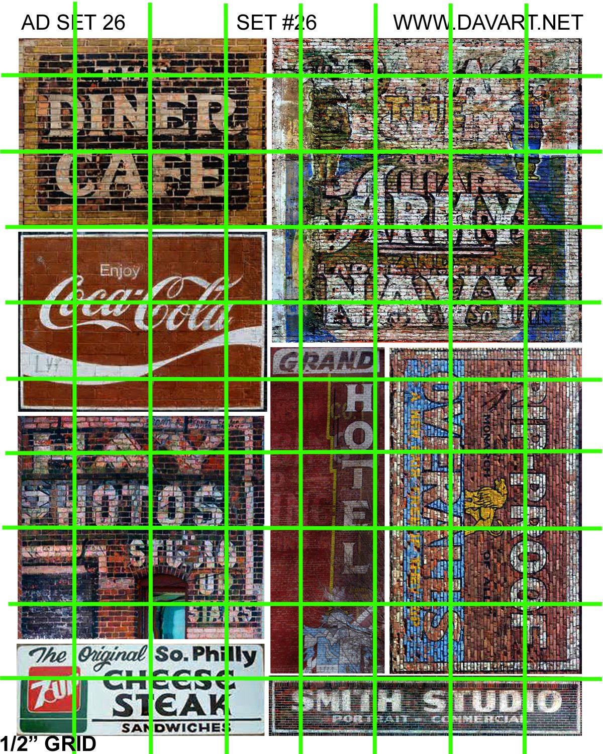 1012 - Advertising Decals Set 26 GHOST SIGNS COKE ARMY NAVY CAFE  PHOTO STUDIO