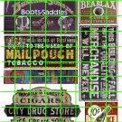 1039 - Advertising Decals Set 28 GHOST MAIL POUCH DRUG STORE BOOTS SADDLES