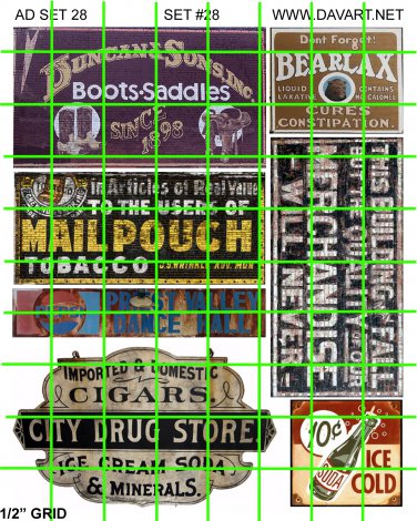 1039 - Advertising Decals Set 28 GHOST MAIL POUCH DRUG STORE BOOTS SADDLES