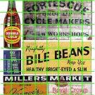 1041 - Advertising Decals Set GHOST SIGN DOUBLE COLA BEANS CYCLE REPAIR