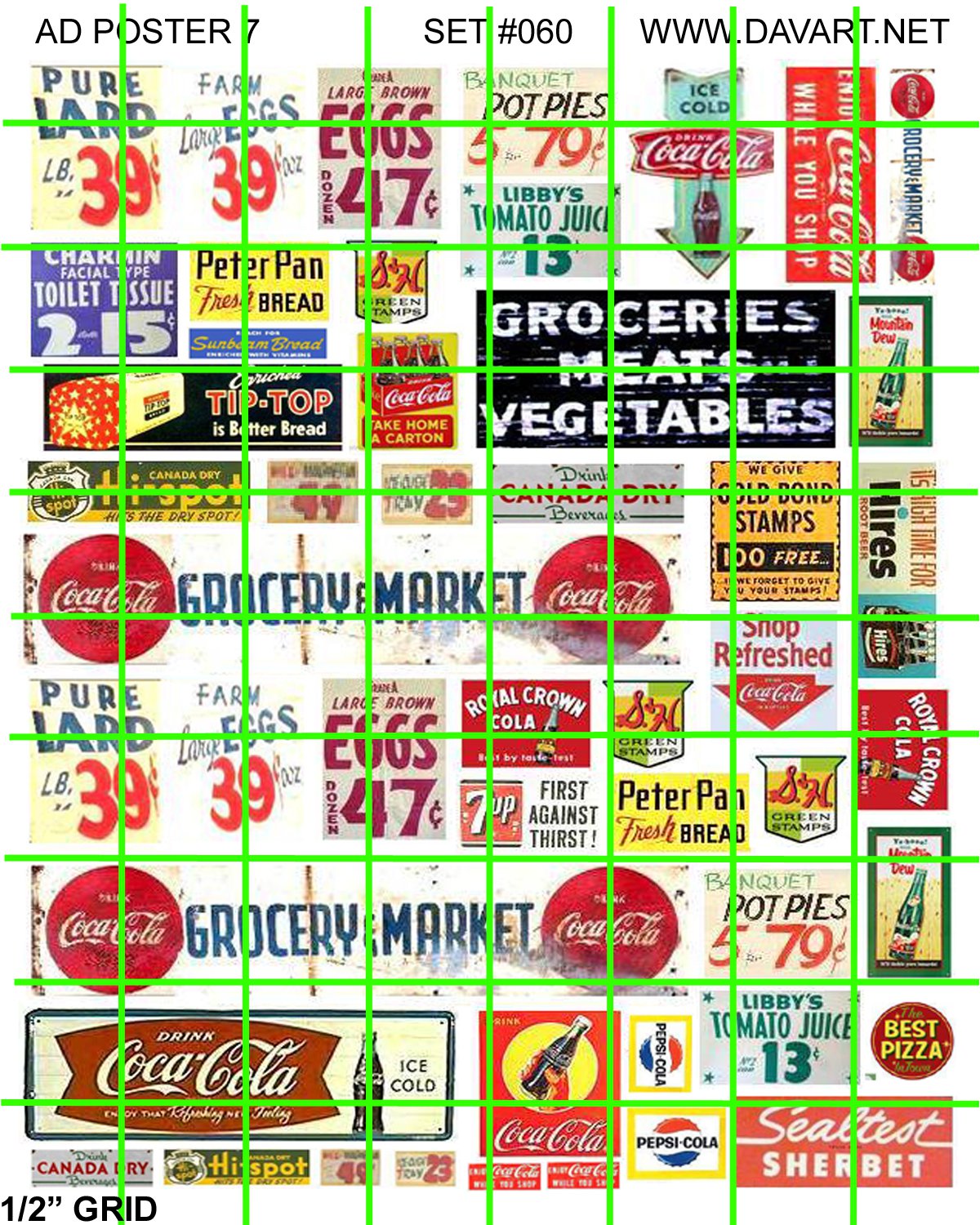 5011 - Ad Poster Set 7 GROCERY PRICES STORE HEADERS  WINDOW SIGNS