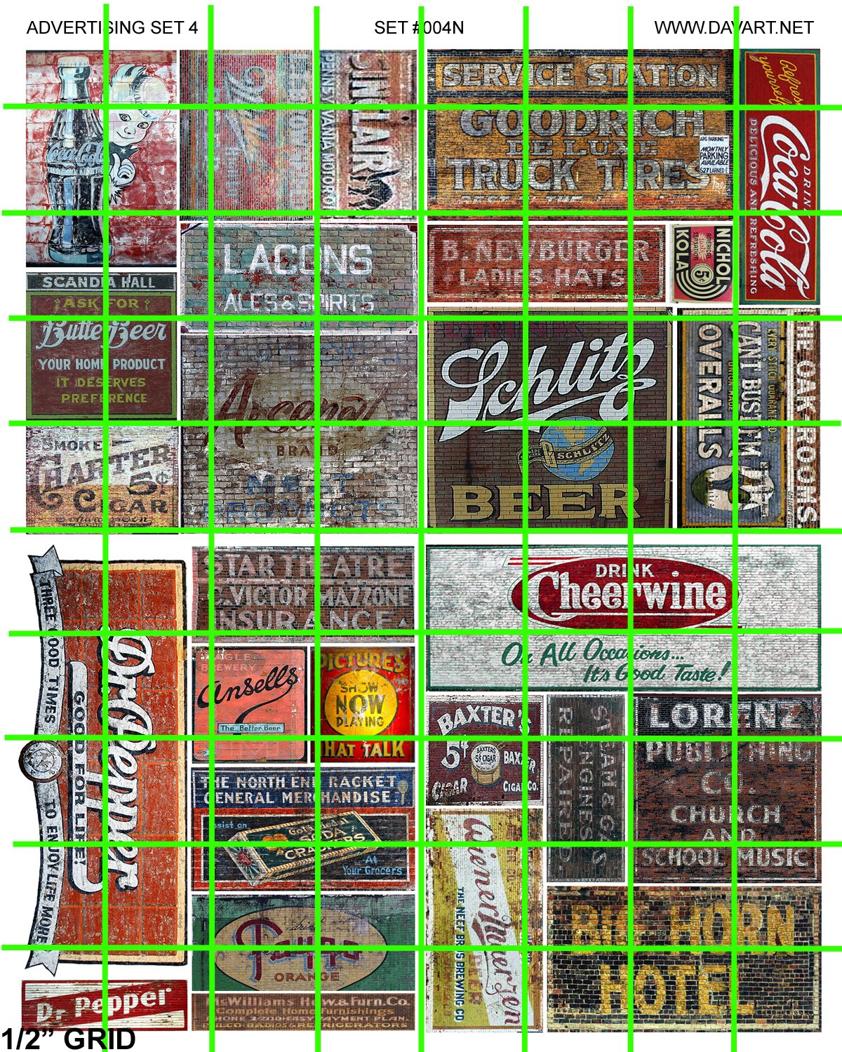 N004 - N SCALE DECAL SET GHOST ADVERTISING DR PEPPER SCHLITZ CHEERWINE