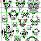 7101 - DAVE'S DECALS - GRAFFITI SKULL SET ASSORTED SIZES