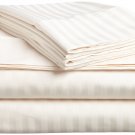1000 Thread Count Egyptian Cotton Queen Ivory Striped Flat Sheet + 2 Pillow Cases