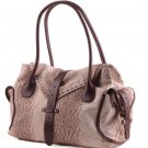 Alexandra Jordan Beige Faux Crocodile Embossed Leather Satchel