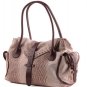 Alexandra Jordan Beige Faux Crocodile Embossed Leather Satchel