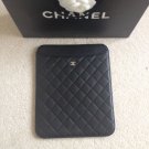 Chanel Black Lambskin Quilted Leather iPad Tablet Case Pouch