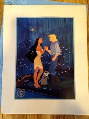 Disney Store POCAHONTAS Commemorative Matted Lithograph 1995 with envelope art picture