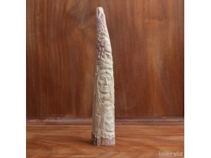 Hand Carved Indian 8.5" Natural Deer Antler Art Knife Handle Walking Stick