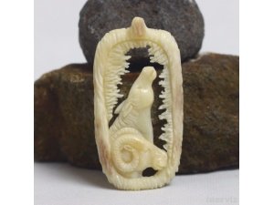 Hand Carved Horse 2.9" Natural Buffalo Bone Pendant Bead Necklace Jewelry BP1429