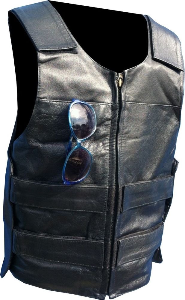 Bullet Proof Leather Motorcycle Vest