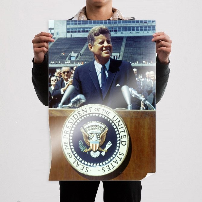 People To Support The John F Kennedy Speaks At Rice University 36x24 inch print Poster