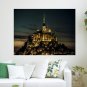 Mont Saint Michel Castle Light Night Poster 24x18 inch