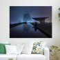 Person Night Pool Reflection Buildings Poster 24x18 inch