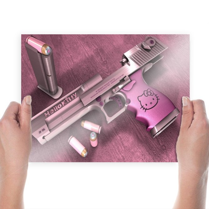 Hello Kitty Handgun Pink Poster 24x18 inch