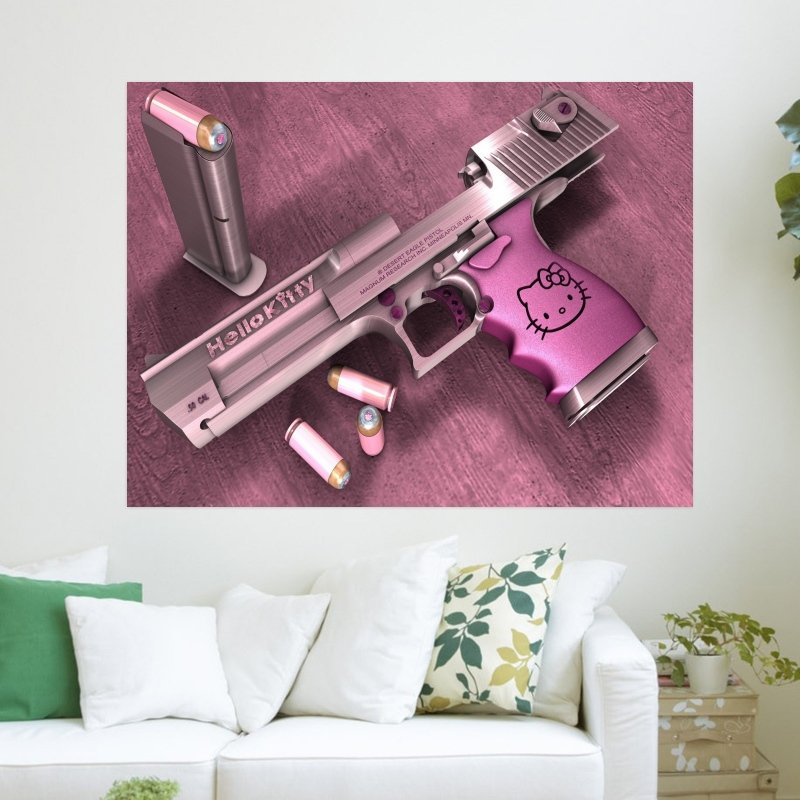 Hello Kitty Handgun Pink Poster 24x18 inch