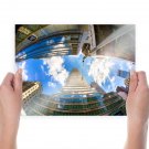 Buildings Skyscrapers Fisheye Clouds Sunlight Tv Movie Art Poster 24x18 inch