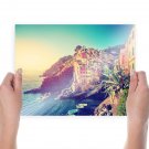 Italy Riviera Buildings Coast Ocean Boats Sunlight Cliff Tv Movie Art Poster 24x18 inch