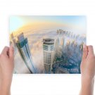 Dubai Buildings Skyscrapers Clouds Fog Mist Sunlight Fisheye Tv Movie Art Poster 24x18 inch
