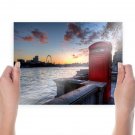 Hdr London Phone Booth River Sunset Tv Movie Art Poster 24x18 inch