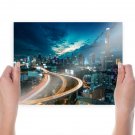 Buildings Skyscrapers Night Freeway Highway Lights Timelapse Tv Movie Art Poster 24x18 inch