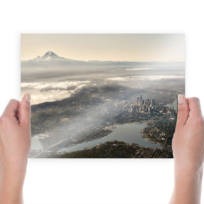 Seattle Buildings Skyscrapers Landscape Aerial Tv Movie Art Poster 24x18 inch